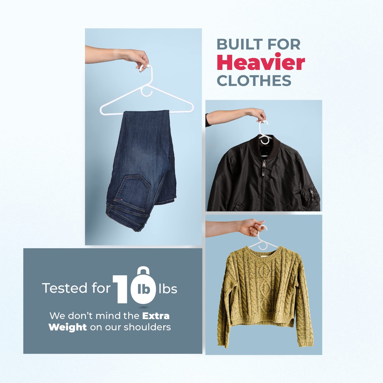 36 Pack Heavy Duty Plastic Clothes Hangers – 8lb Capacity for Coats, Pants, Jean