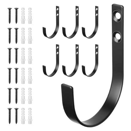 Wall Hooks for Hanging, Heavy Duty Metal Coat Hooks Wall Mounted, No 6 Pack
