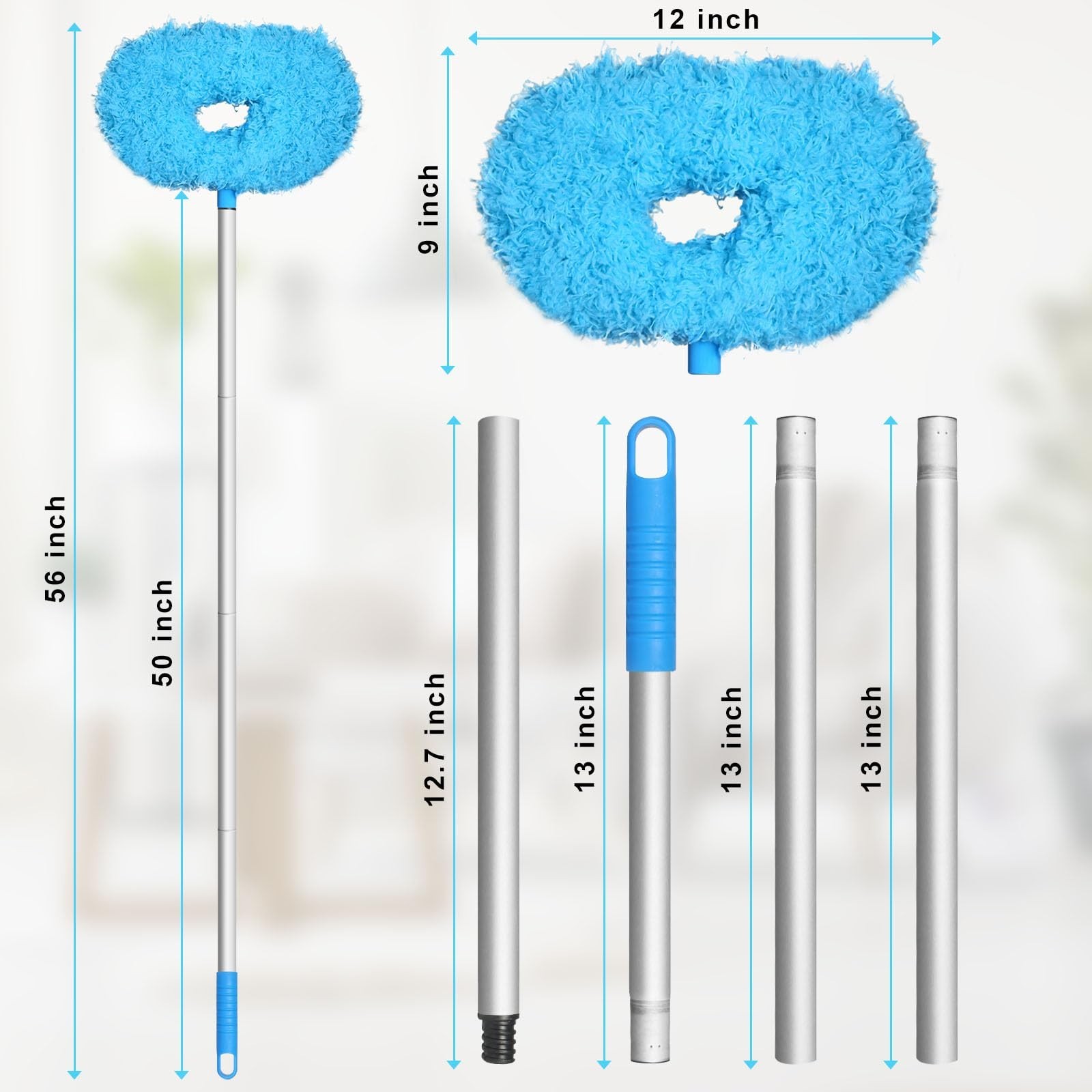 Eunice 13-49.7 Inches Ceiling Fan Duster with Extension Pole, Adjustable and …