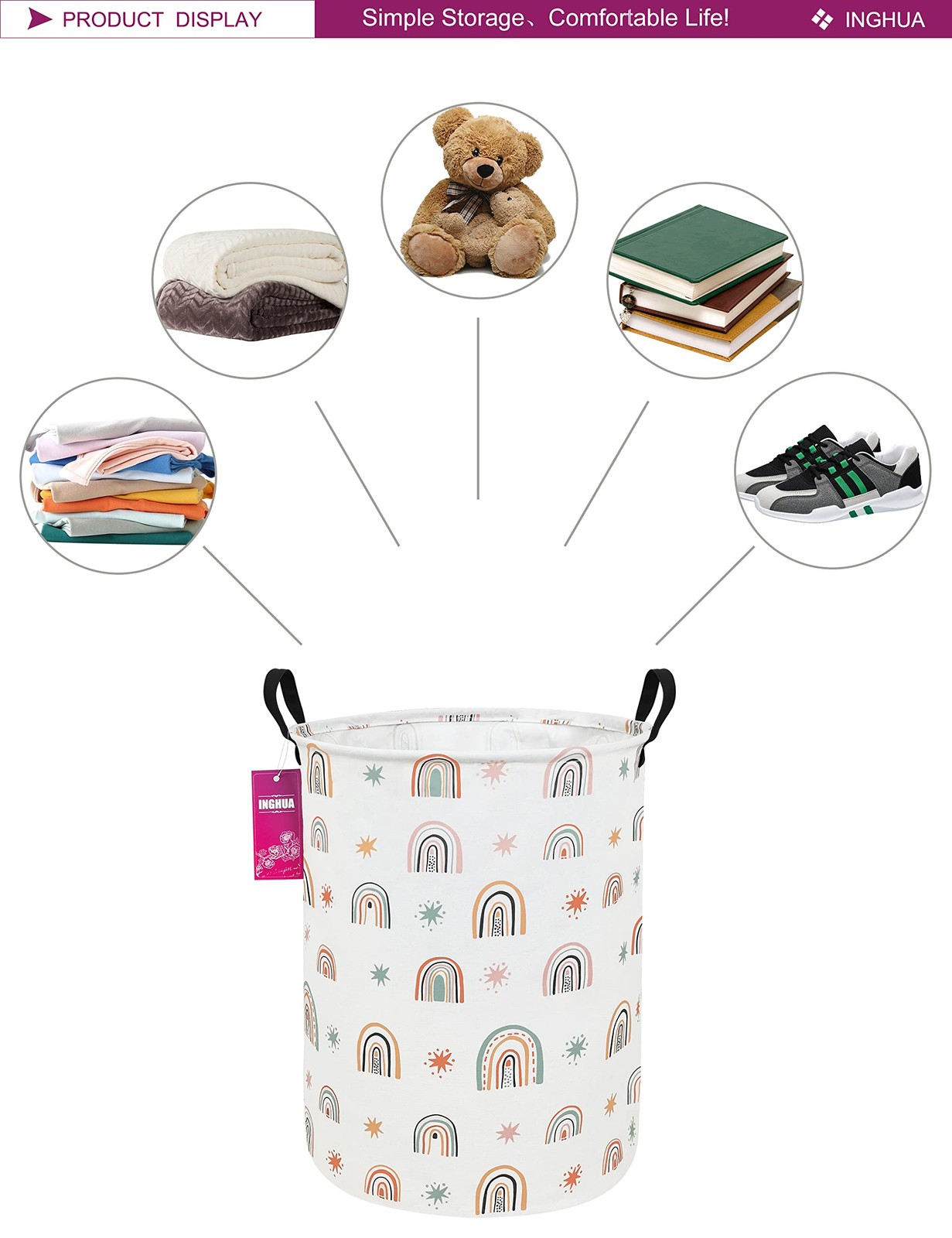 Laundry Hamper Large Canvas Fabric Lightweight Storage Basket/Toy Organizer/D…