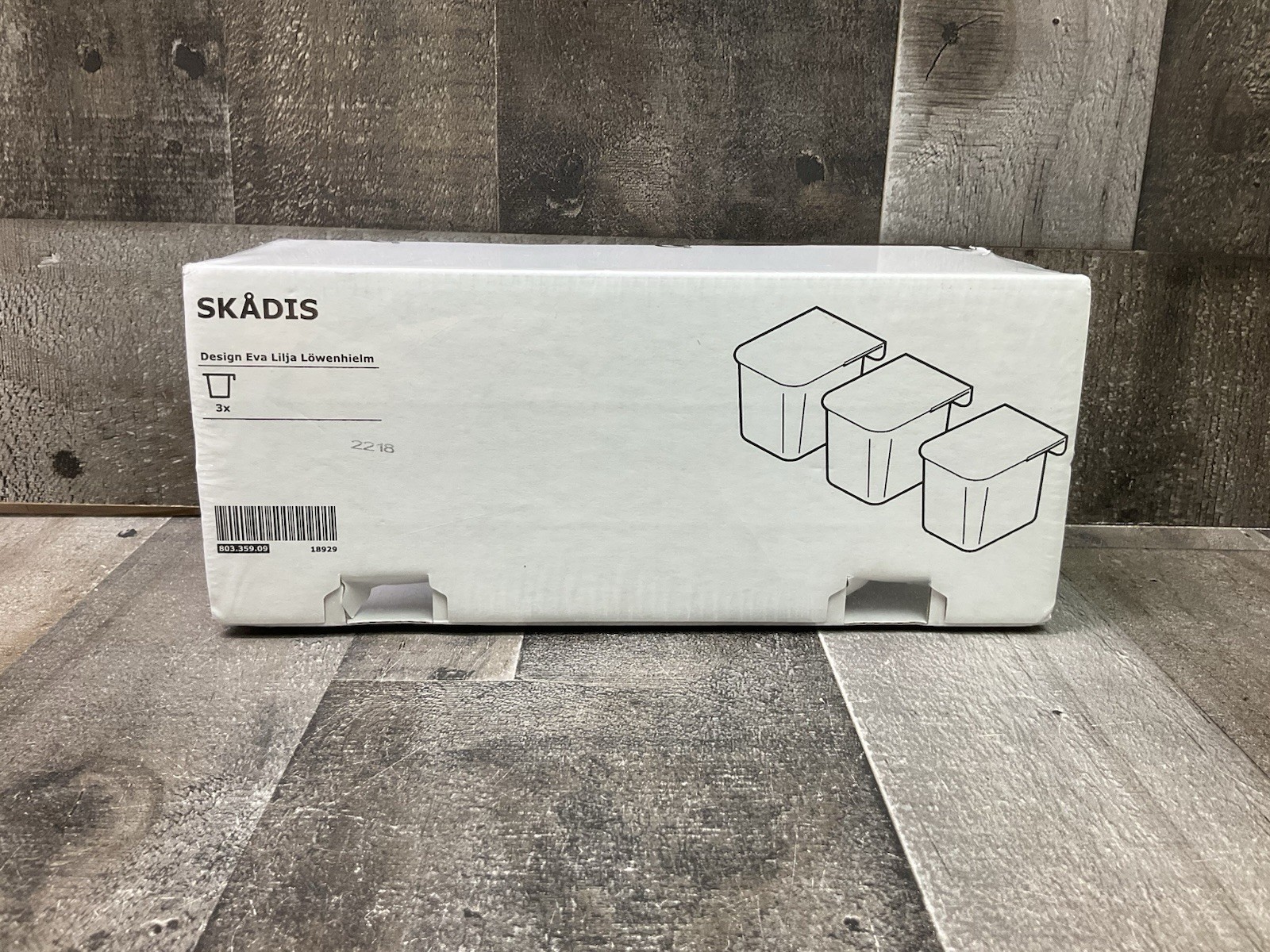 Ikea Skadis 3 Pack Clear Containers with White Steel Lids New 803.359.09