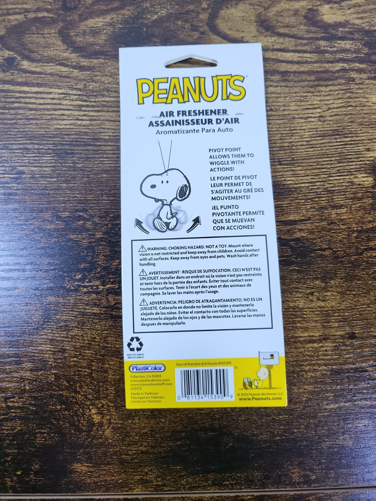 Peanuts New 2025 Snoopy Rear View Air Freshener Vanilla