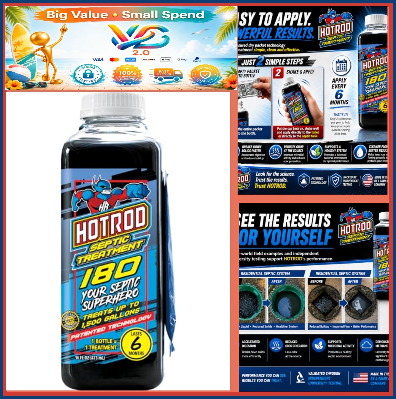 Tank Treatment 6 Month 16oz Liquid Digester Odor Reducer 1500 Gal