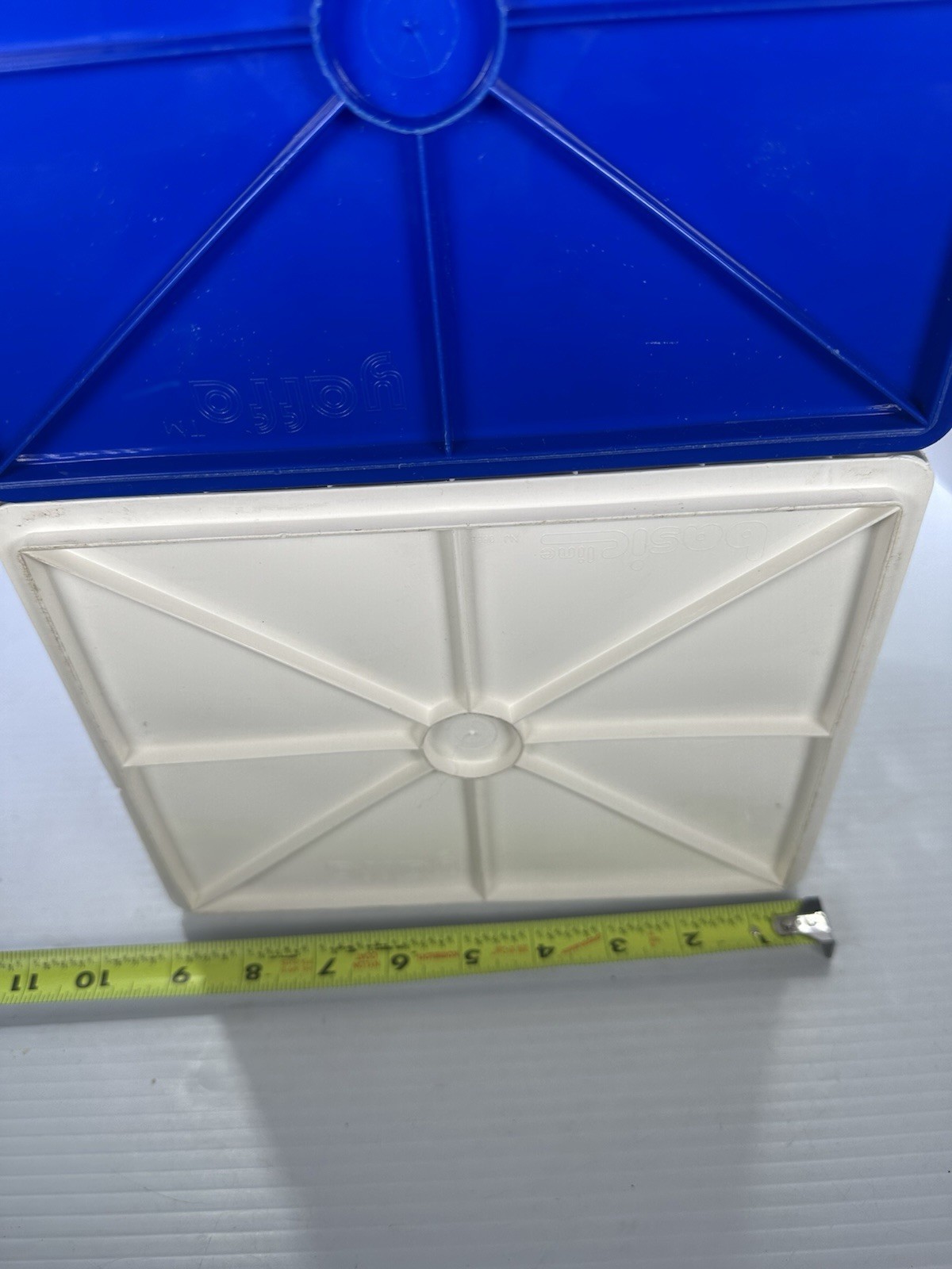 Yaffa Blocks Storage Crate Bin Stackable Set Of 2 Small Mini White Blue Desk 9”