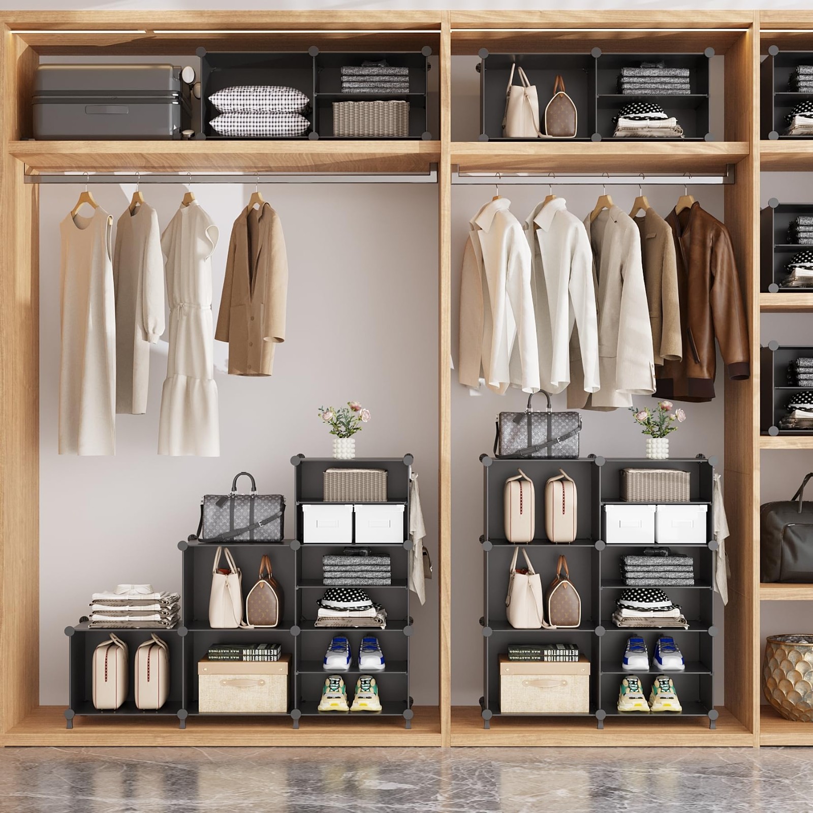6 Cube Closet Organizer Storage Shelves – Stackable Portable DIY Shelving Unit f