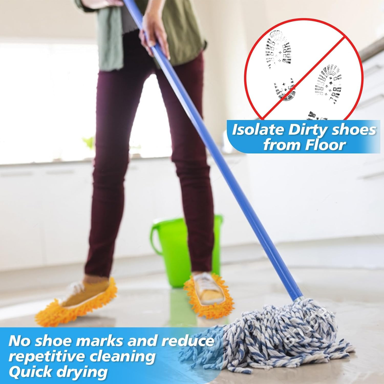 10 Pack Mop Slippers Floor Cleaning Shoes Microfiber Washable Mopping Socks