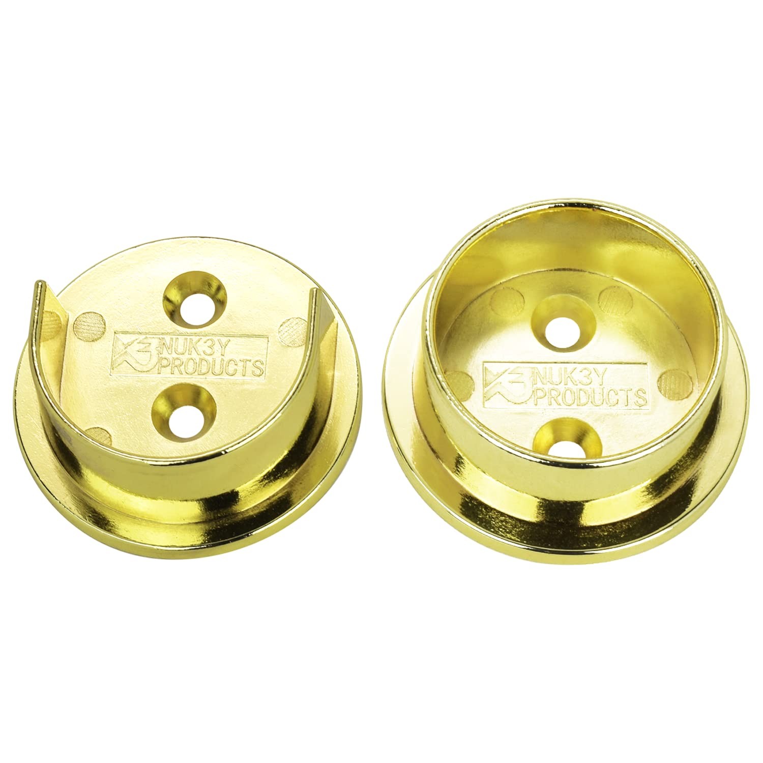 Heavy Duty Metal Closet Pole Socket Set 11/2″ Polished Brass Finish