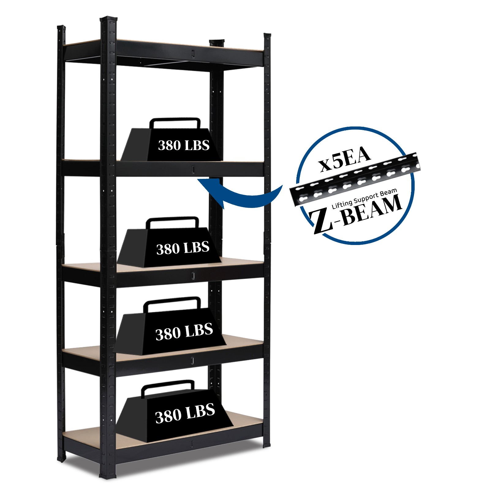 Heavy Duty 5-Tier Shelf Garage Shelvin Unit Steel Rack Storage Oragnizer Silver