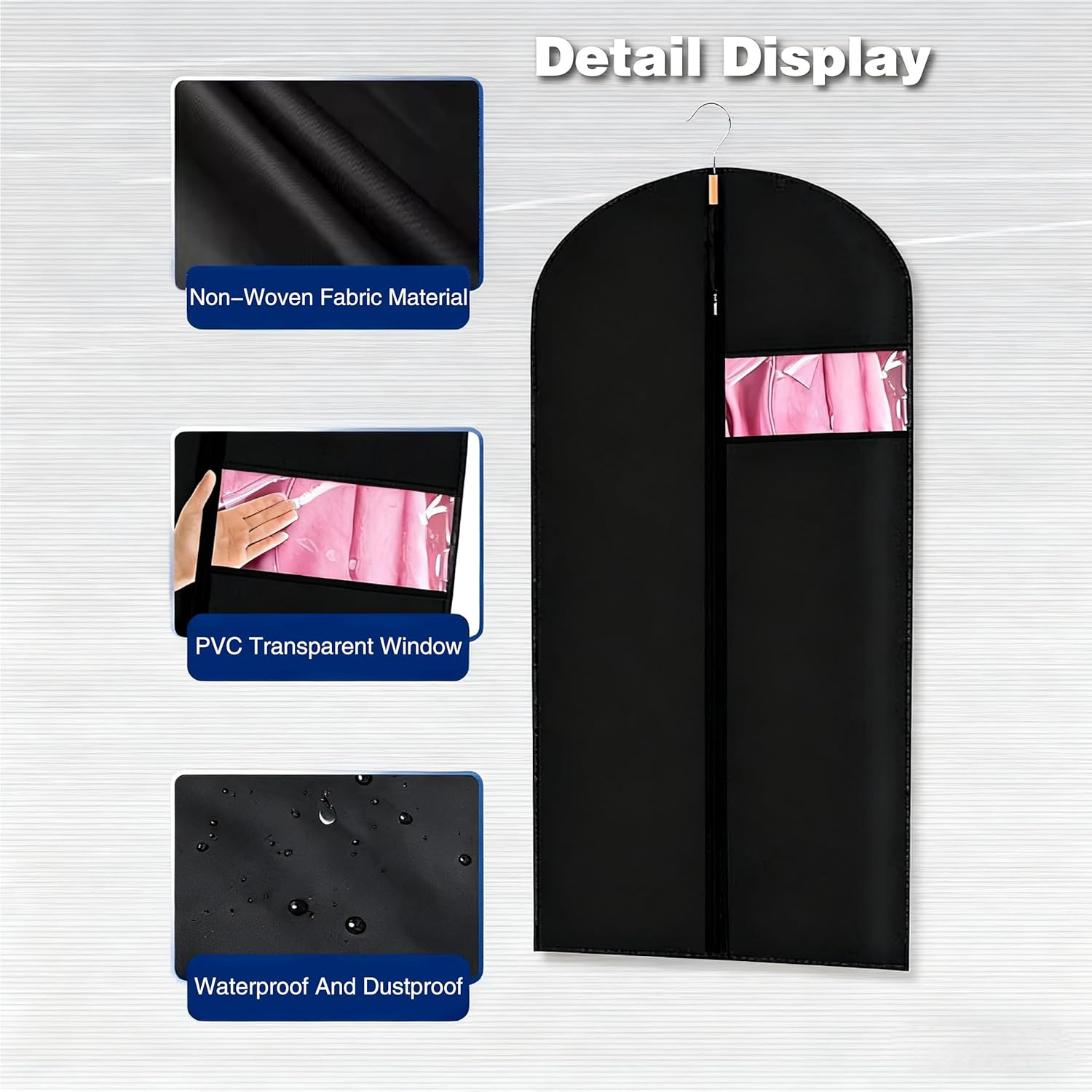 5Pcs Suit Travel Bag Garment Bag Long Dress For Hanging Clothes Carrier Cover US