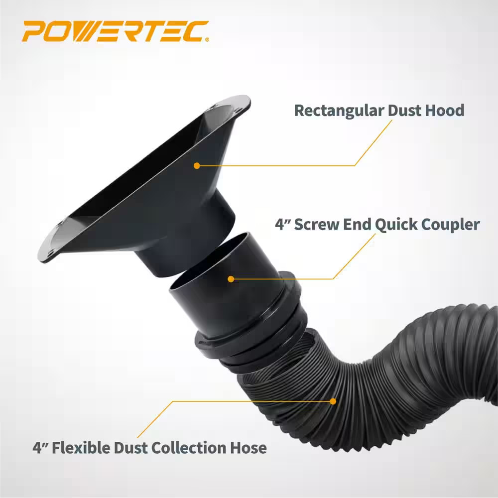 POWERTEC 4 Inch Flexible Dust Collection Hose and Fittings Kit (70207)