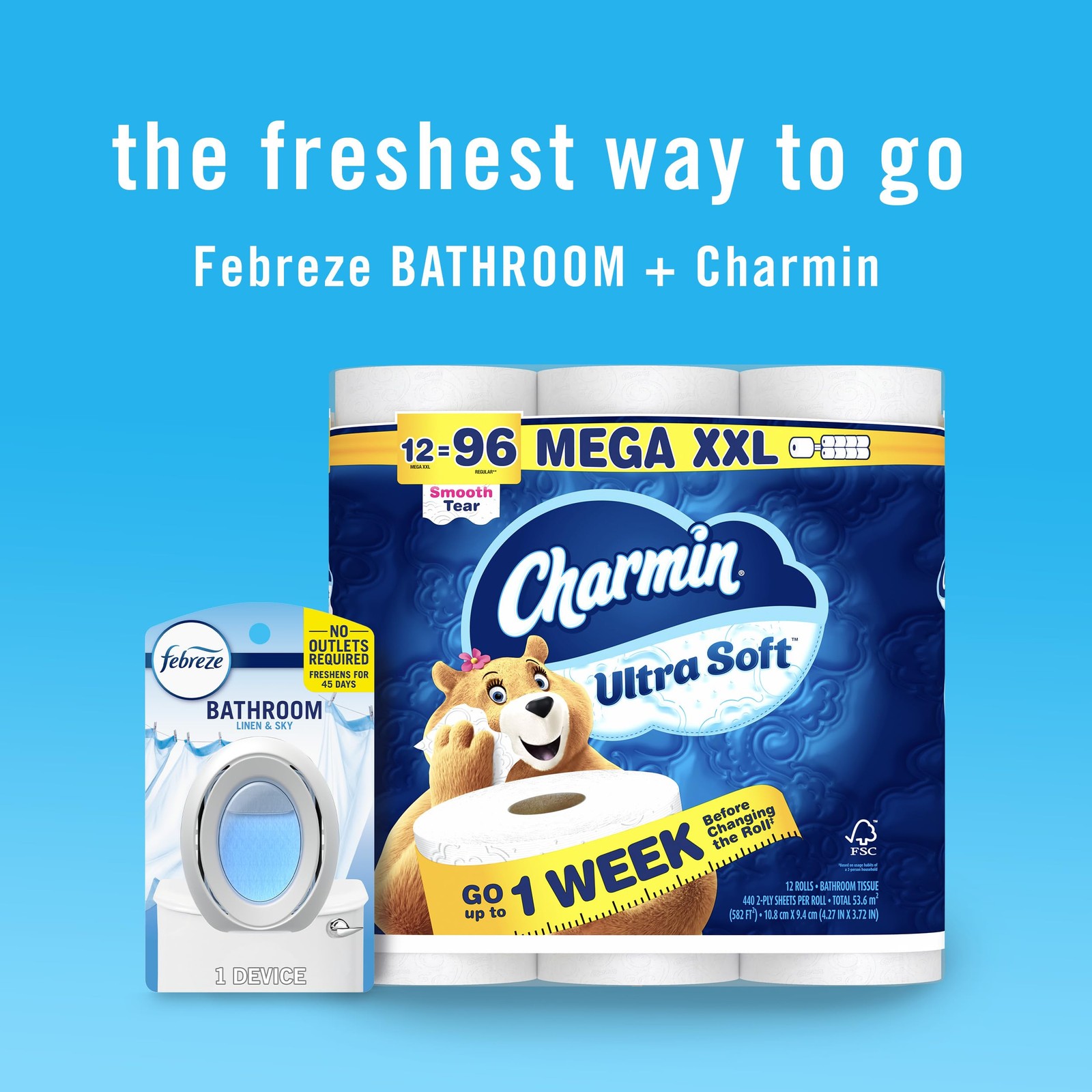 Febreze Small Spaces Air Freshener Linen Sky Odor Eliminator 0.5 Fl Oz 45 Days