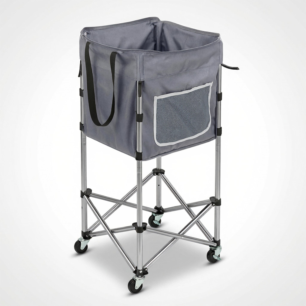 35.9 Inch Laundry Cart with Wheels No Bend Design Stainless Steel Frame Grey