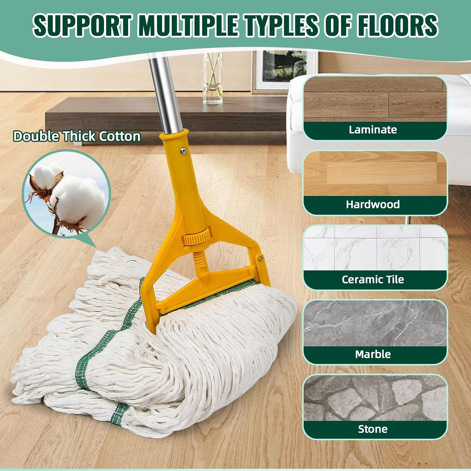 20oz Heavy Mop Replace Head, 3 Pack Commerical Replacement Mop，mop Head