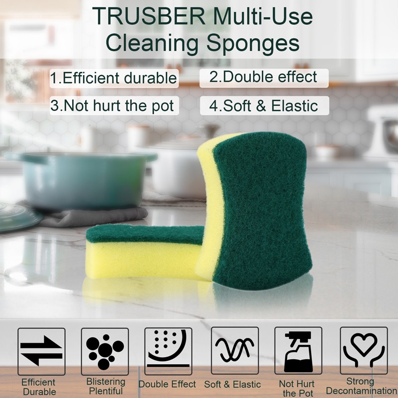6~72Pack Scrub Scrubbing Sponges Kitchen Cleaning Non-Scratch Stove Dish Sponge