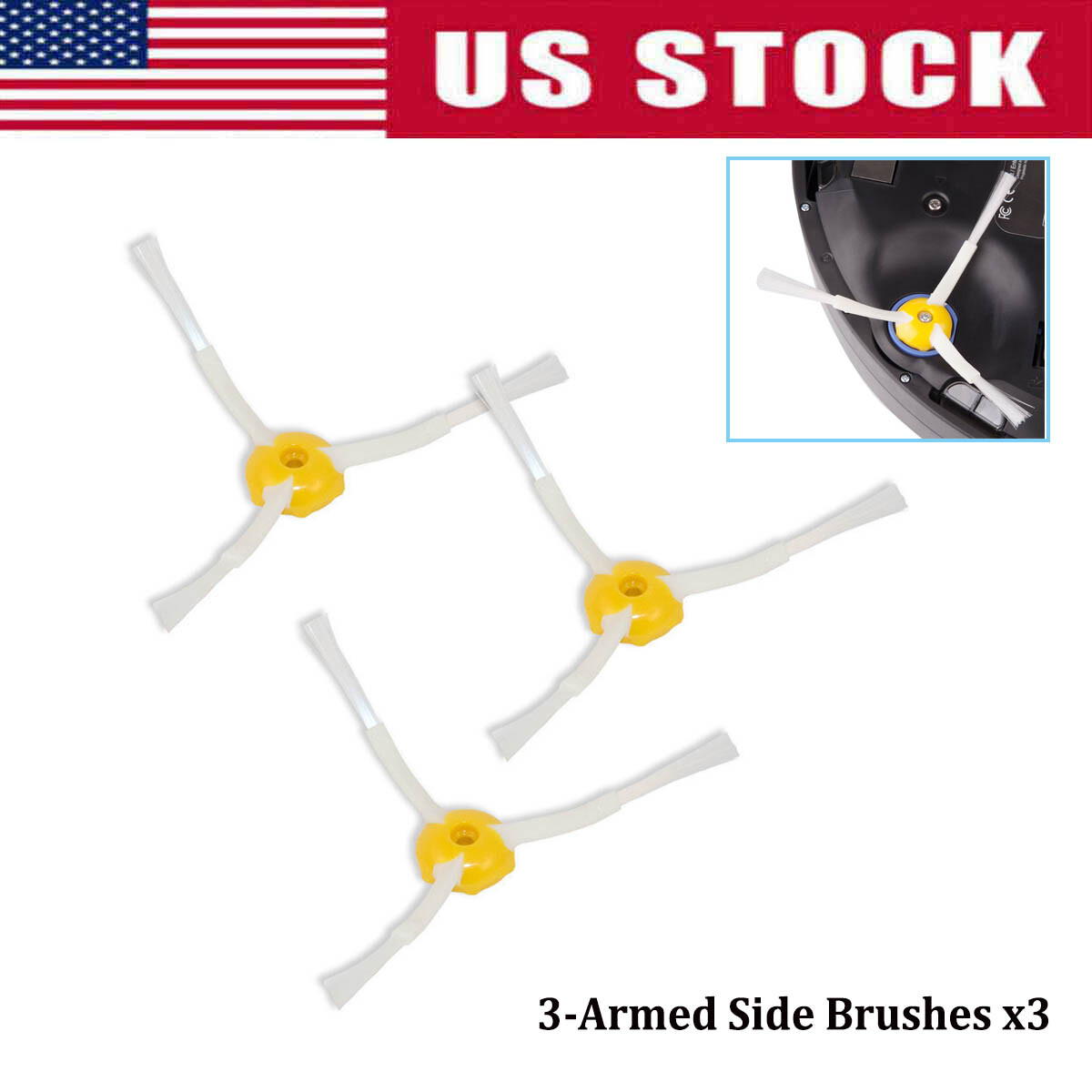 3Pcs Side Brush 3Armed Replacement for iRobot Roomba 500 600 700 Series Vacuum L