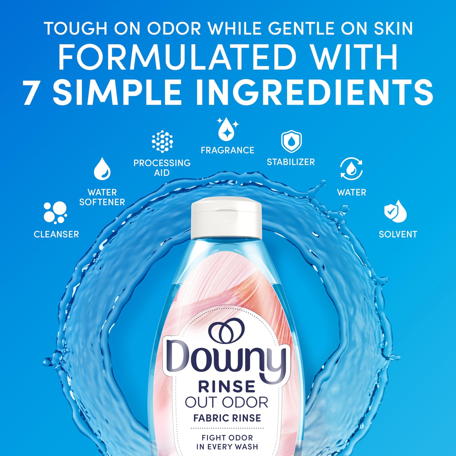 Downy Rinse Laundry Odor Remover, Spring Breeze 48 Fl Oz (Pack of 1), White
