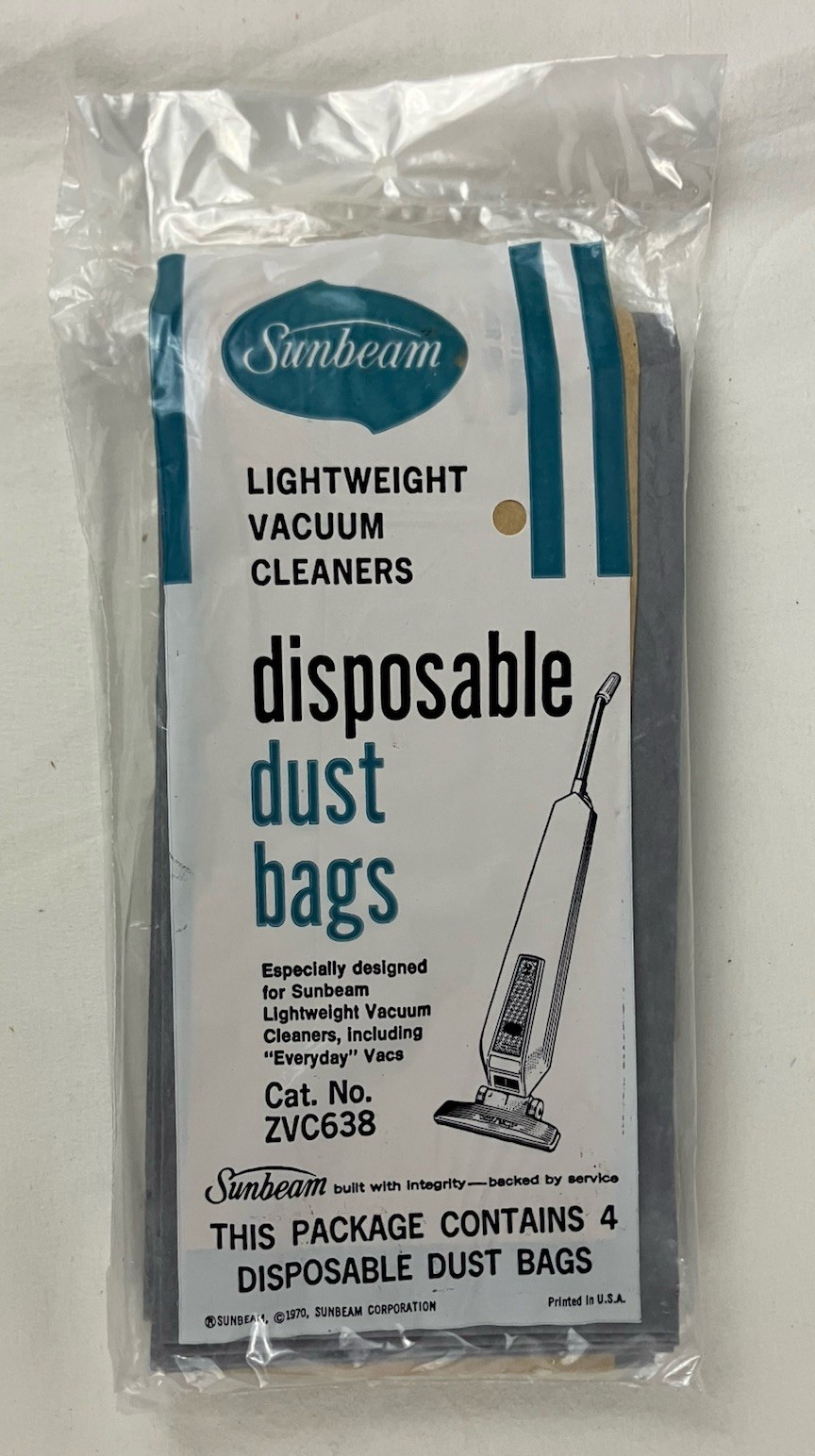 GENUINE SUNBEAM UPRIGHT VACUUM CLEANER DISPOSABLE DUST BAGS #95-47 PACK OF 4 BAG