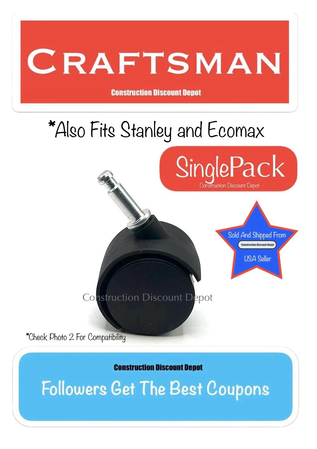 Craftsman Replacement Caster Wheel CMXEVXA18115 Stanley SL18115 Shop Vacuum