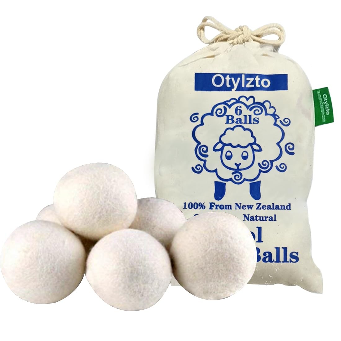 Otylzto Wool Dryer Balls 6-Pack, Drying for 6 Count(Pack of 1)