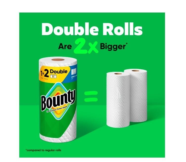 Bounty Select-A-Size Paper Towels, White, 12 Double Rolls = 24 Regular Rolls