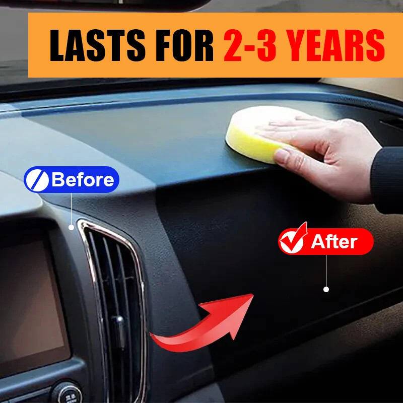 Car Plastic & Leather Restorer – Clear Wax Coating for Deep Black Gloss Shine