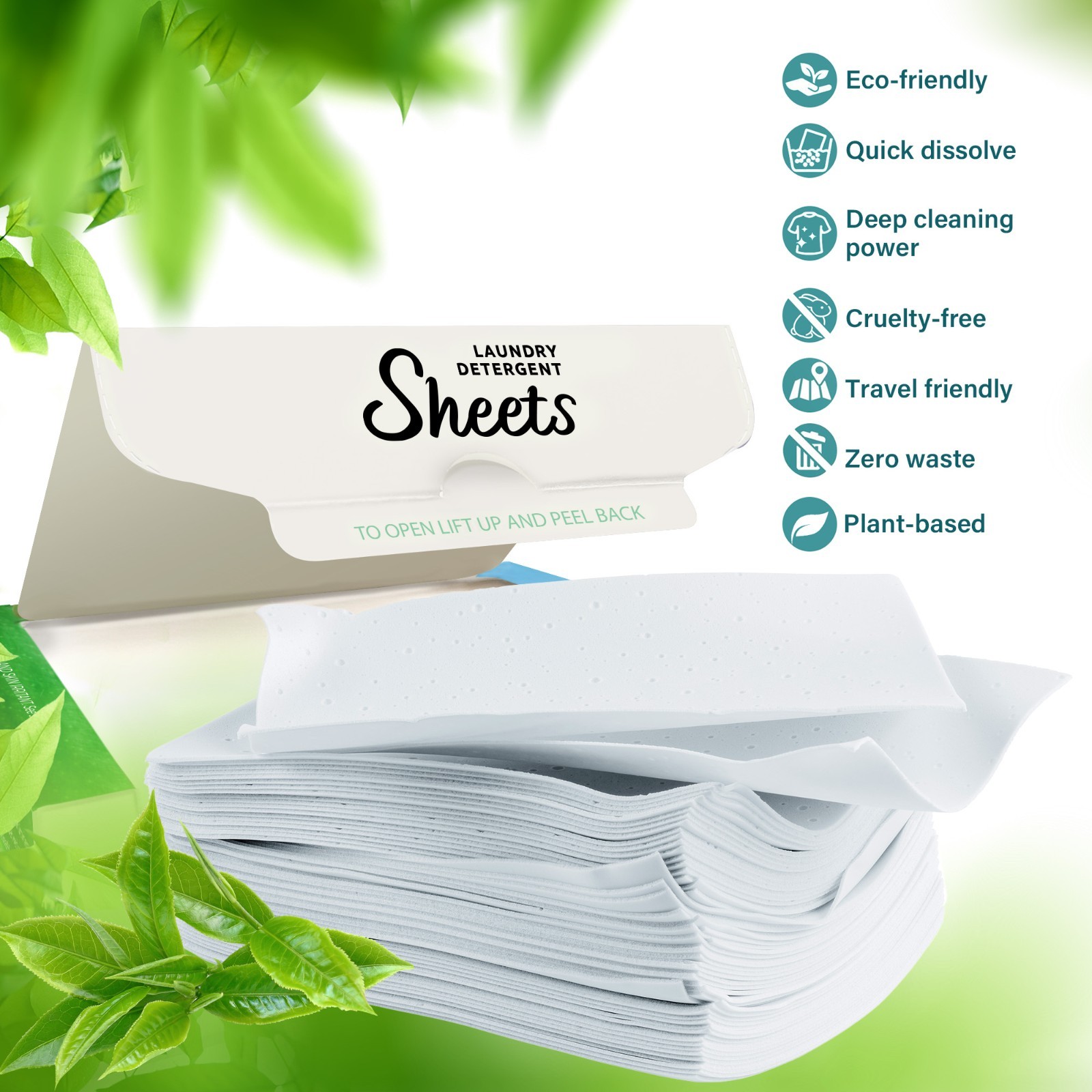 Laundry Detergent Sheets for HE Washers, Travel, Home & Dorm, 80 Loads, 3-Packs