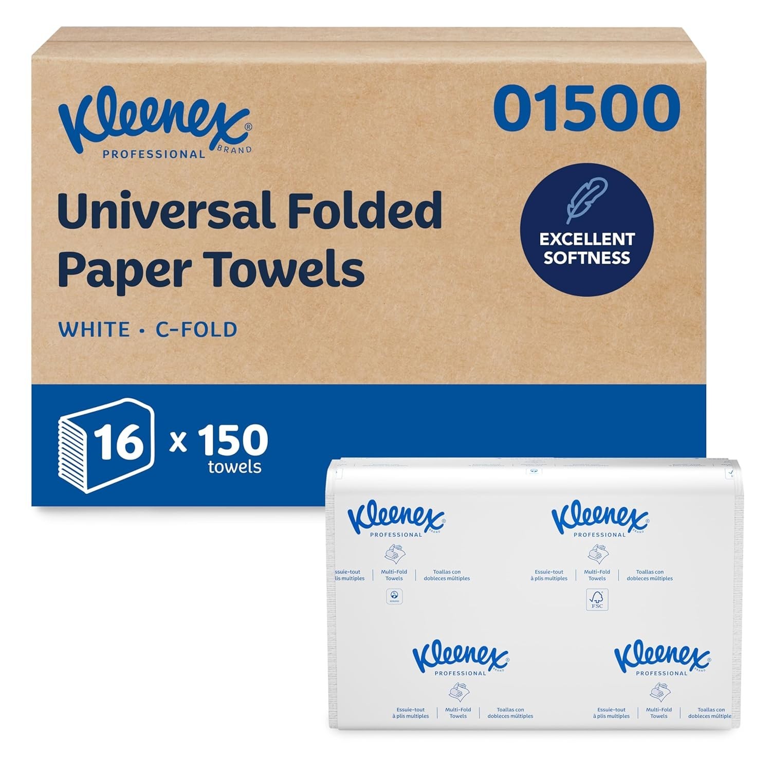 Professional Universal C-Fold Folded Paper Towels, Bulk , Absorbent, White 15…