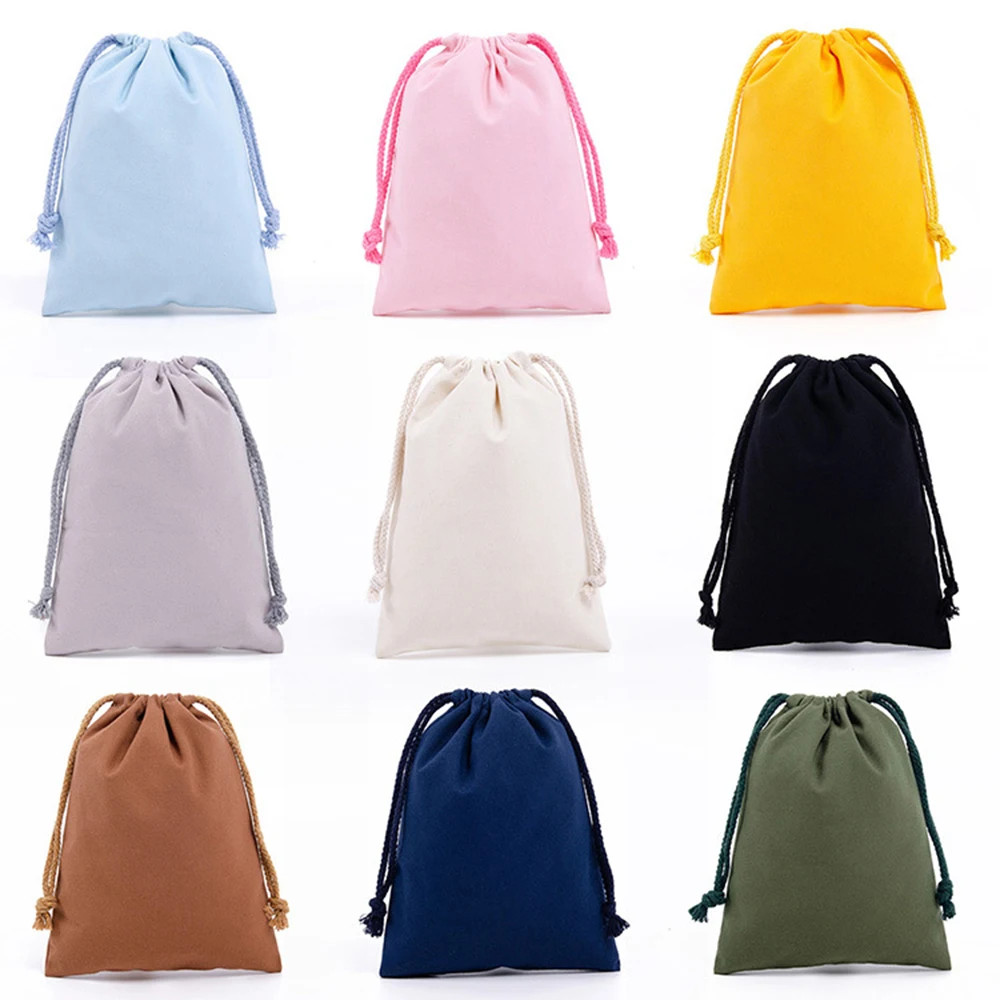 Drawstring Bag Cotton Storage Organizer Tote Portable Handbags Grocery Shopping