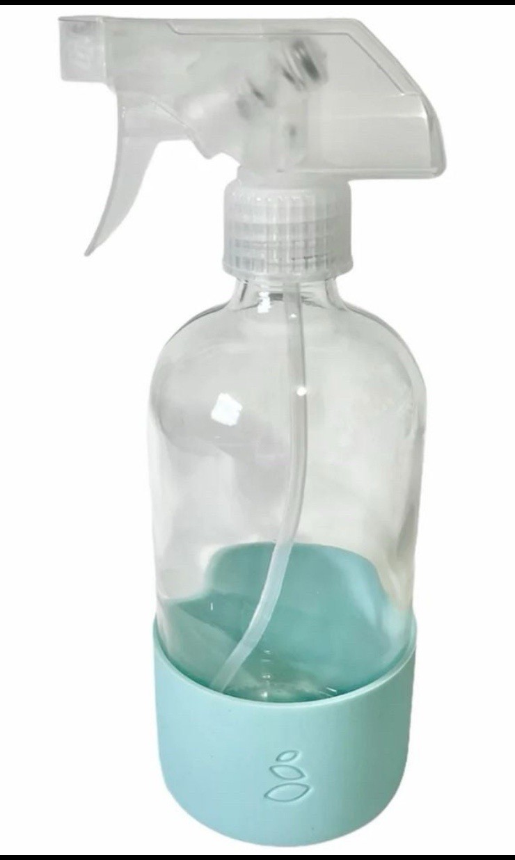 Grove Collaborative 16oz Glass Spray Bottle With Aqua Silicone Sleeve New & Used
