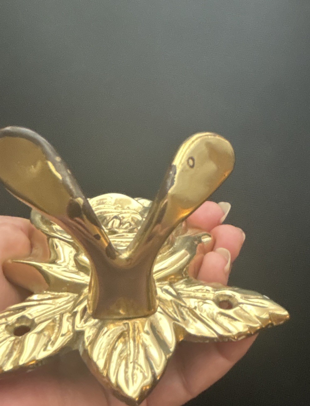 Gold Polished brass Rose Flower Wall Hook, Wall Mounted Single Hook 4 in