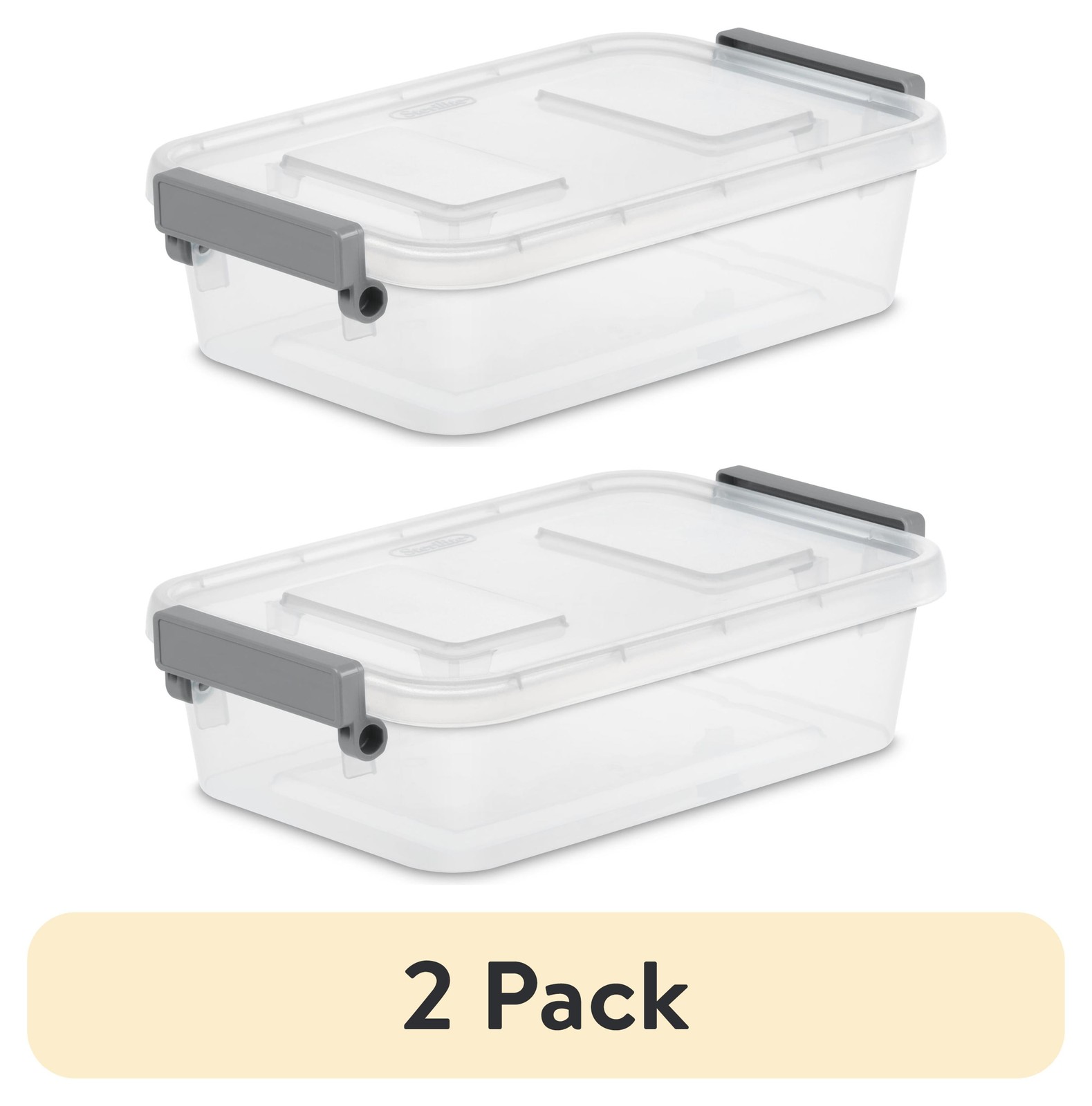 2.7 Quart Modular Latch Box, Clear Plastic Storage Box with Write-on ID Latches
