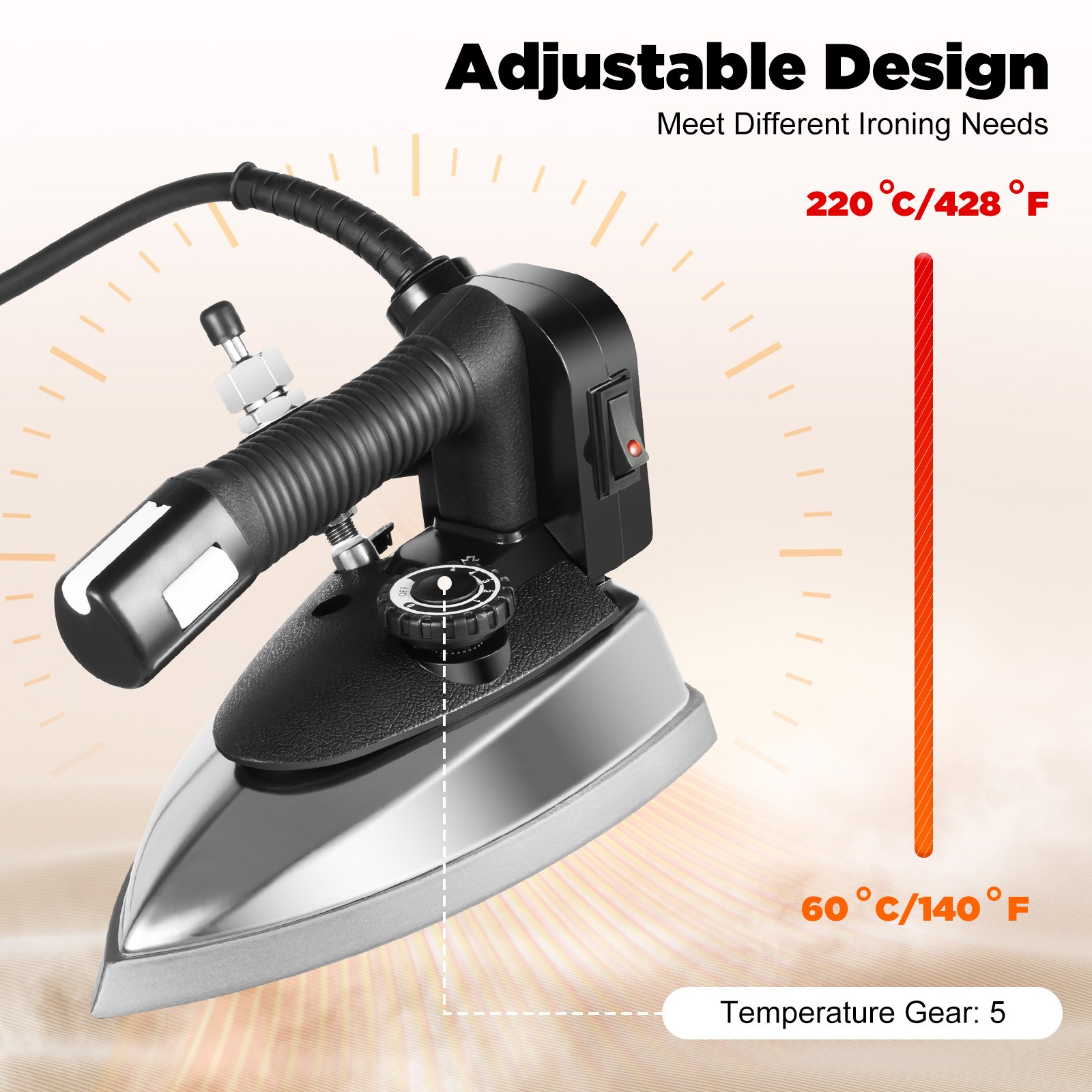 Gravity Feed Steam Iron Powerful Super Hot 1000W Steam Iron with 3L tank US .