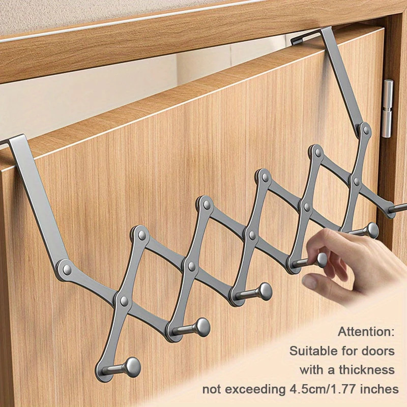 Retractable Over The Door Hook Rack – 6-Hook Expandable Hanger-Space-Saving