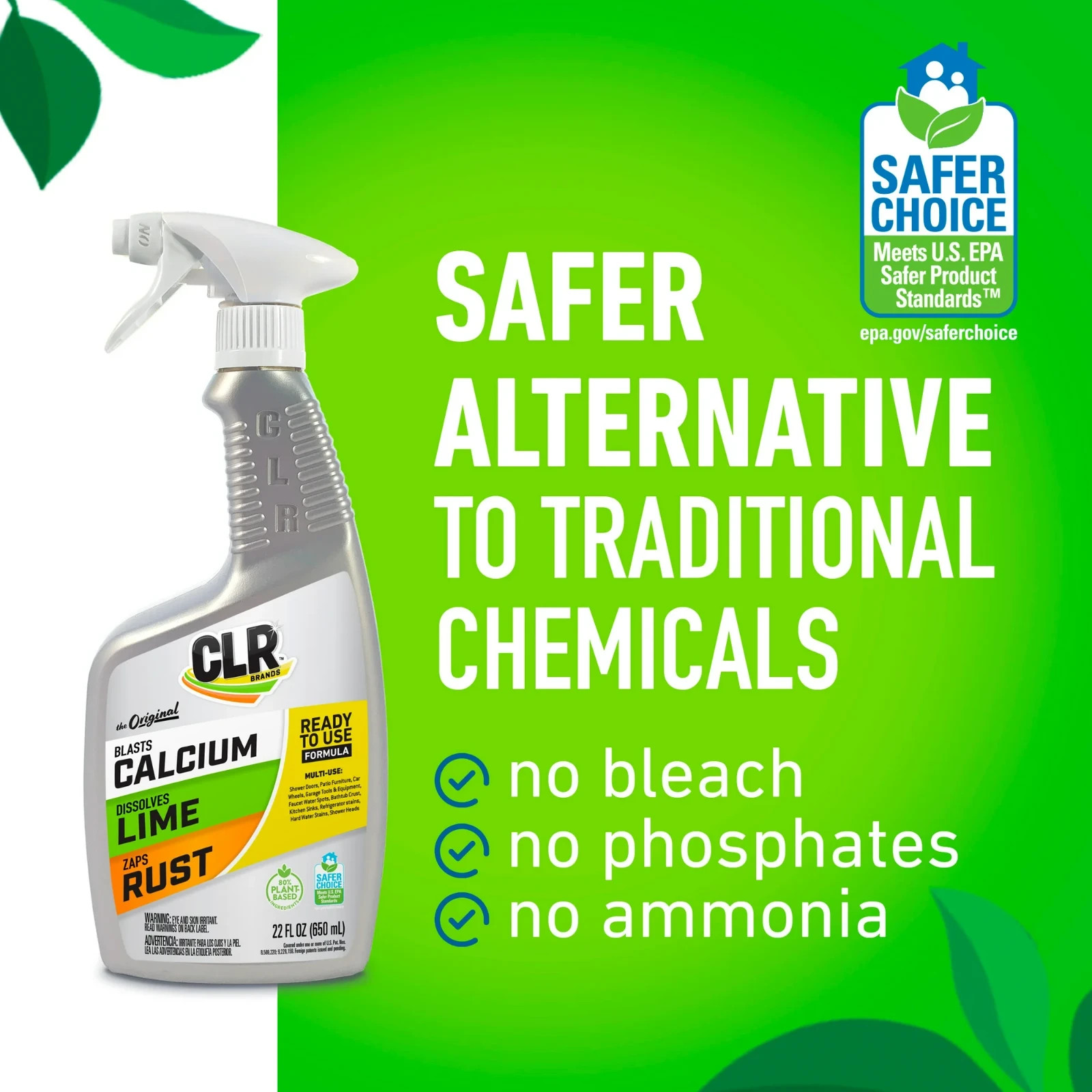CLR Calcium Lime and Rust Remover EPA Safer Choice 22 oz Spray