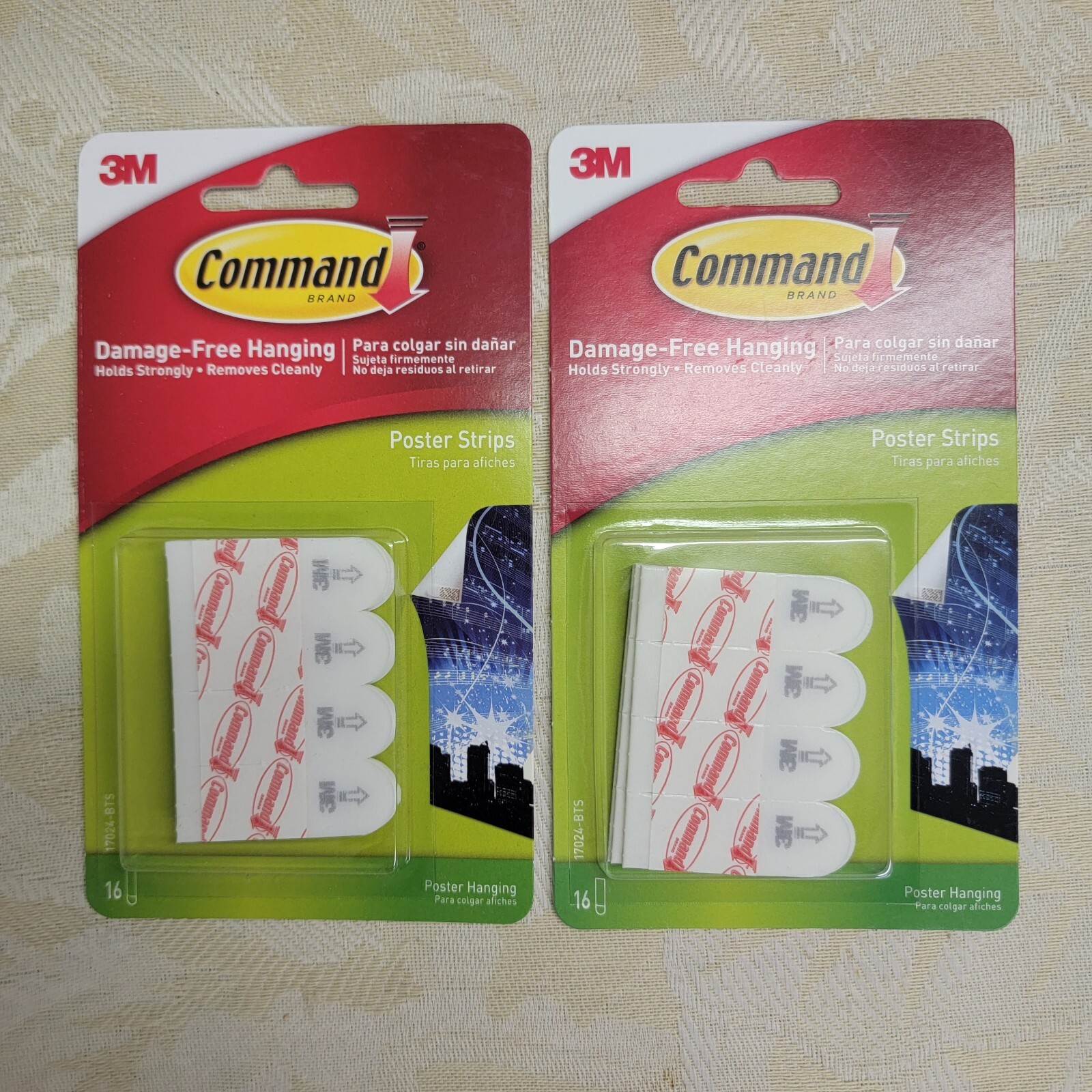 2 Packs 3M Command Sign Poster Picture Hanging Adhesive Strips – Total 32 Strips