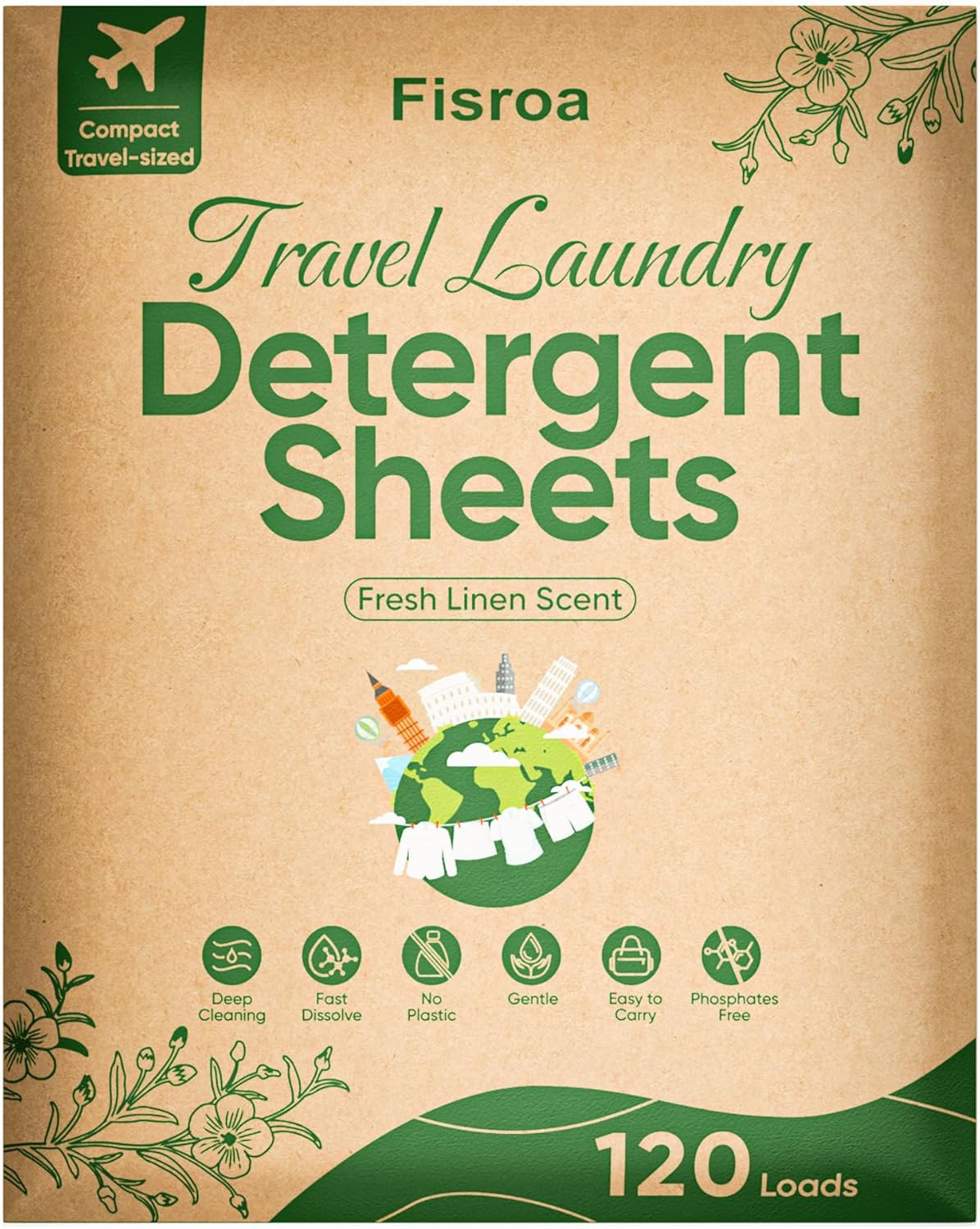 Eco-Friendly Fragrance-Free Laundry Detergent Sheets for 300 Loads