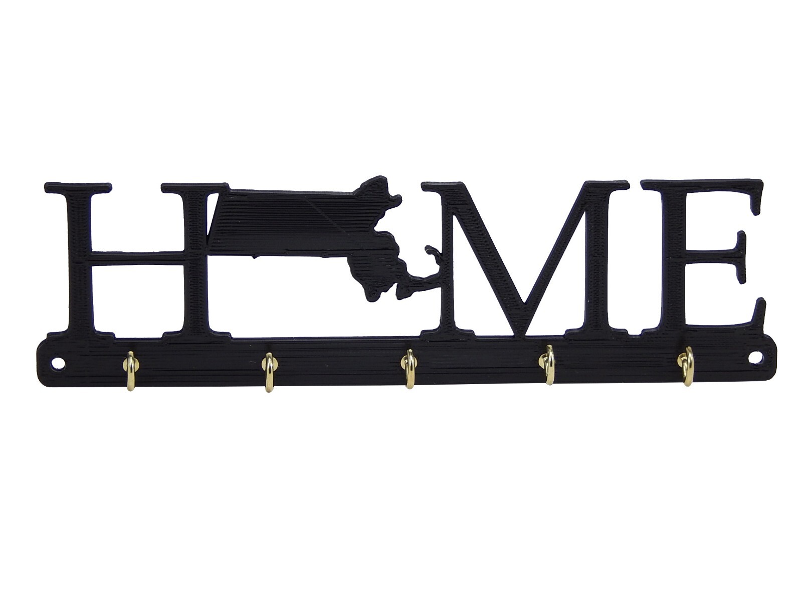 Massachusetts Home State Shape Key Holder Hanger Rack Housewarming Wall Gift