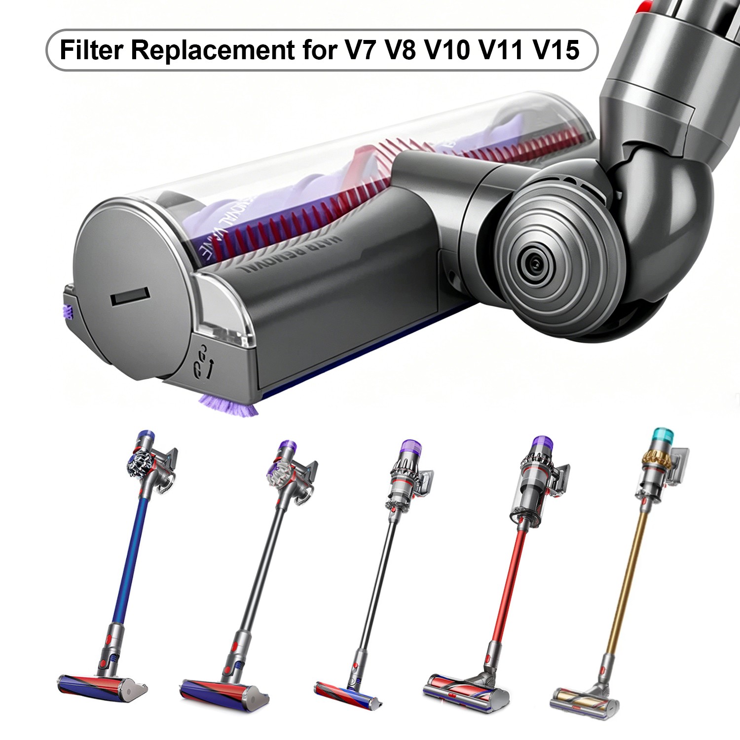Brush Head for Dyson V7 V8 V10 V11 V15 Animal Torque Direct Drive Motorhead
