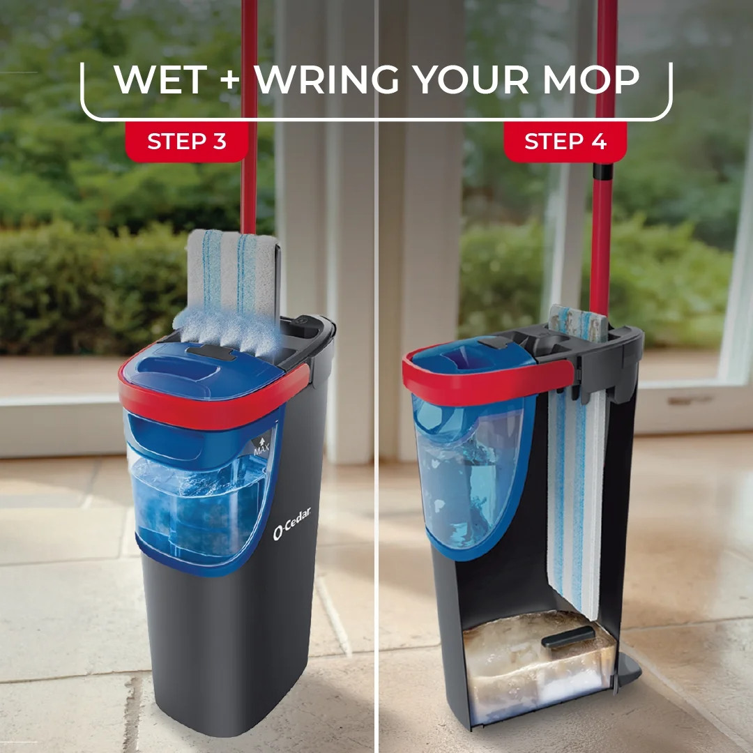 O-Cedar H2prO Flat Mop System | Quick Cleaning Tool | Clean with Clean Water