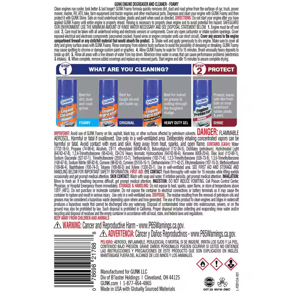 17 Oz. Foamy Engine Cleaner and Degreaser Spray