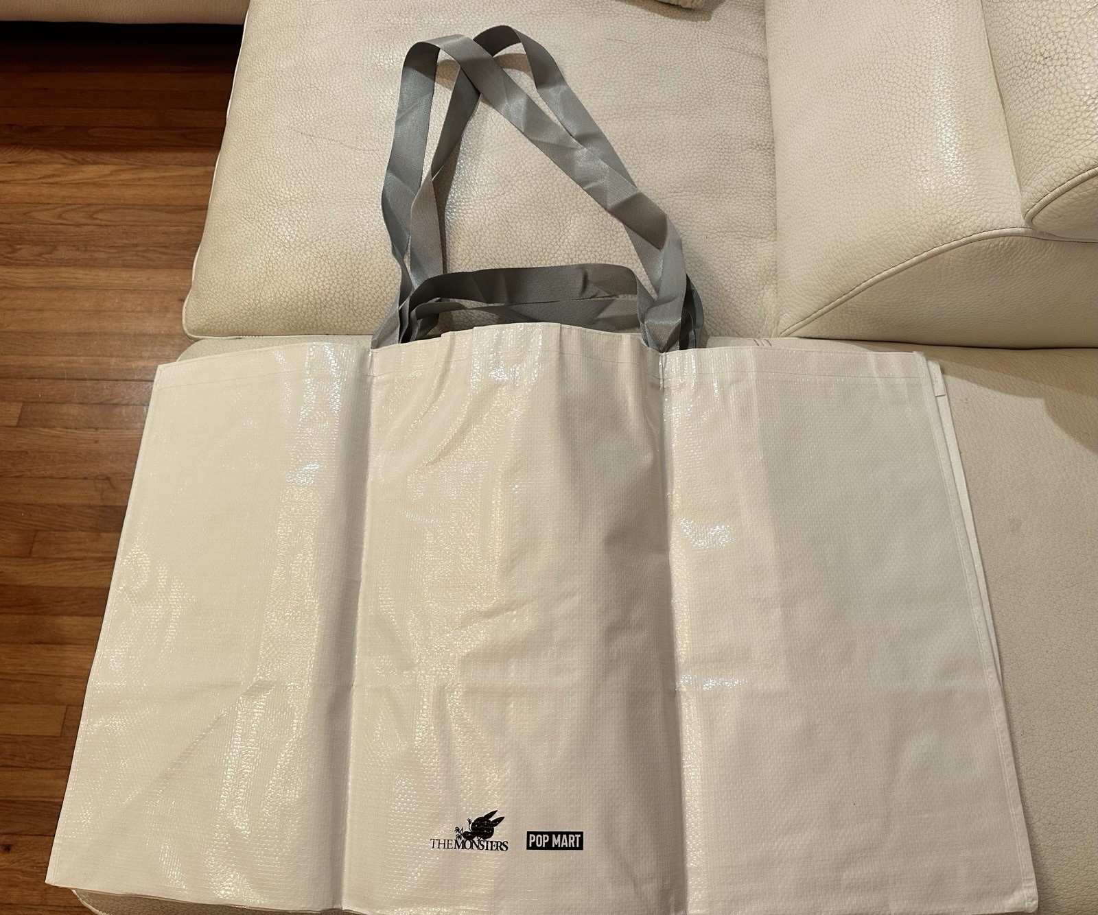 POP MART Foldable Reusable Shopping Tote Zimomo I Found You White Gray Handles