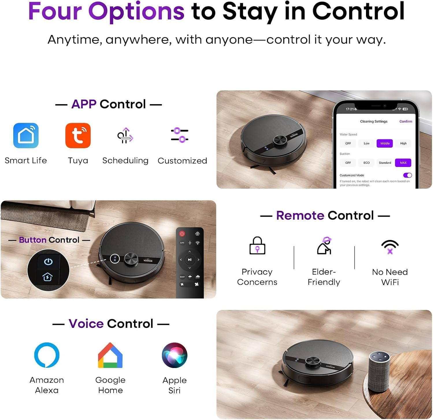Robot Vacuum and Mop Combo, 7000Pa Robotic Vacuum with Lidar Navigation, 180Mins