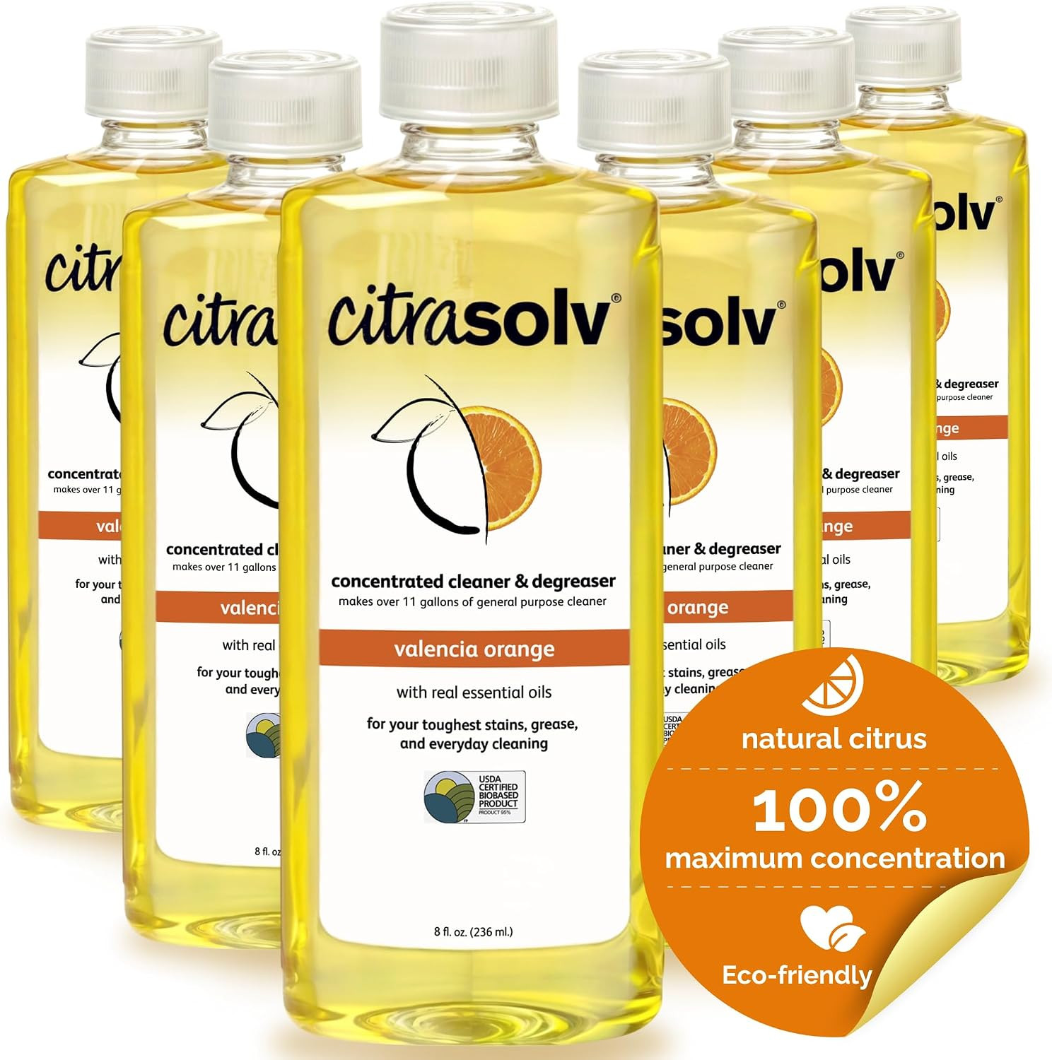 Concentrated Household Cleaner & Degreaser -Valencia Orange Scent 8 Fl Oz Safe,