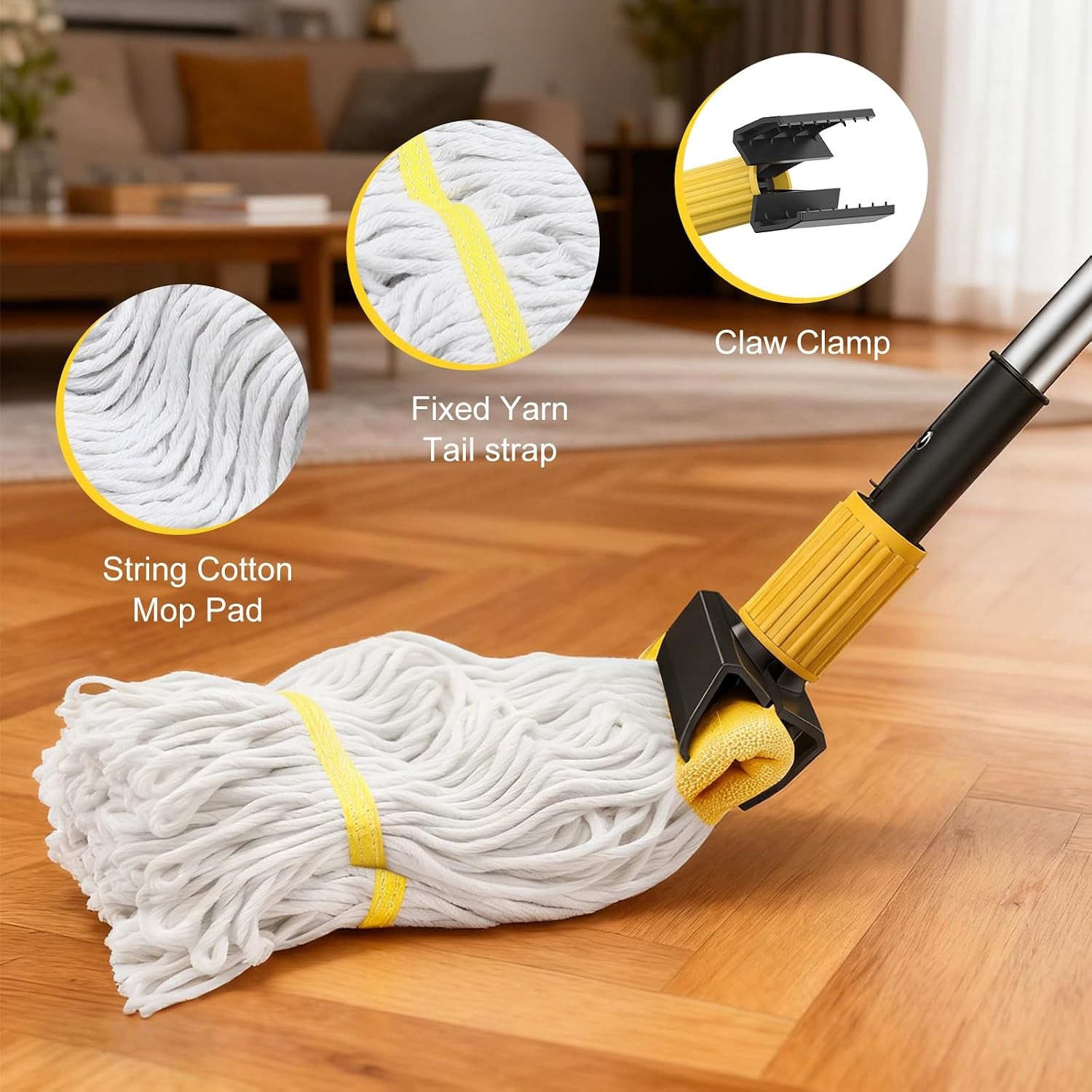 Heavy Duty String Wet Mop for Floor Cleaning, Commercial Industrial Cotton Mops