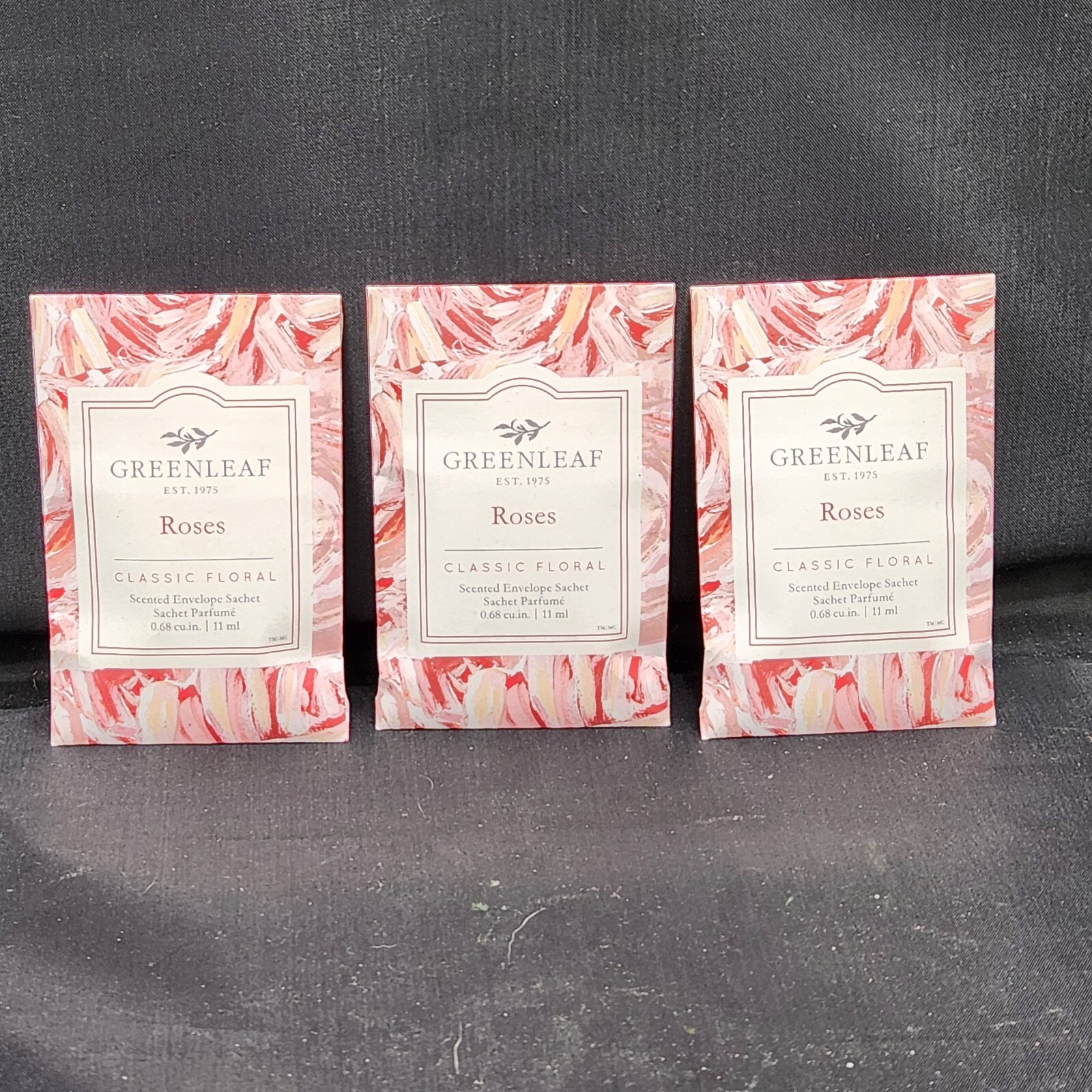 Greenleaf Sachet Roses Scent Classic Floral mini packets lot 3 ~ 0.68 cu in New