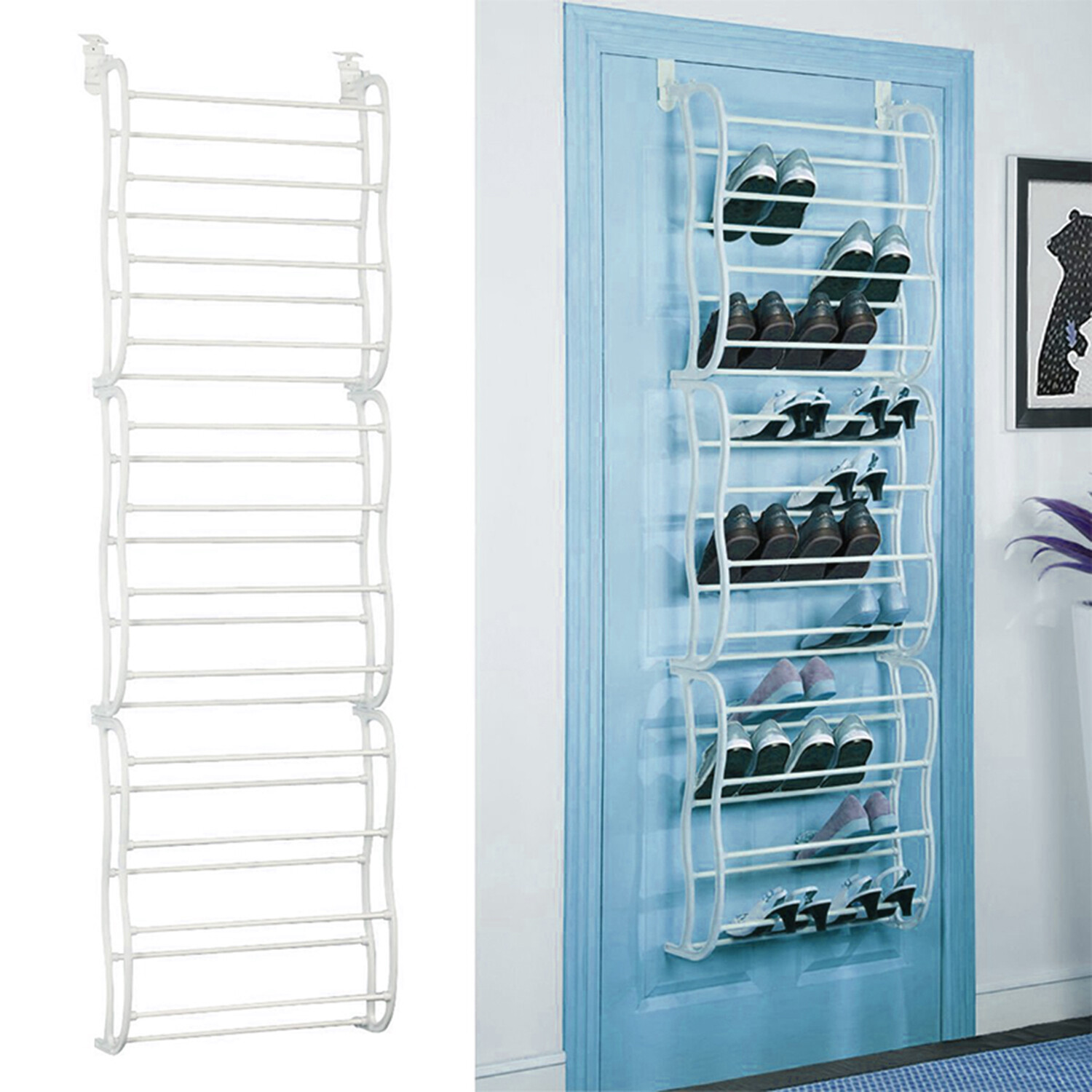 Over-The-Door Shoe Organizer Rack for 36 Pair Hanging Closets Wall Storage Stand