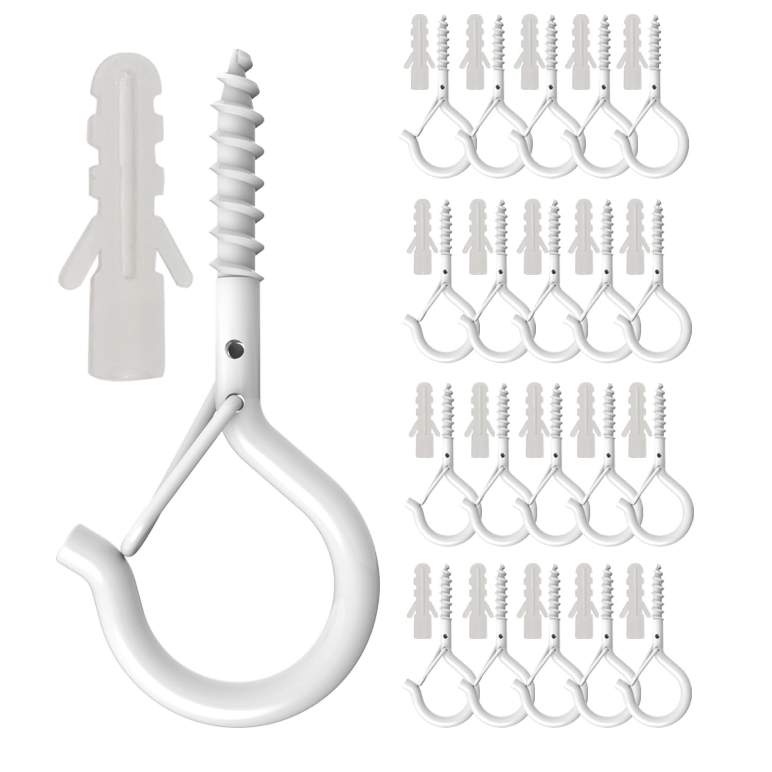 20 Pack Q Hanger Hooks with Safety Buckle, Rustproof Screw Hooks for Hanging …