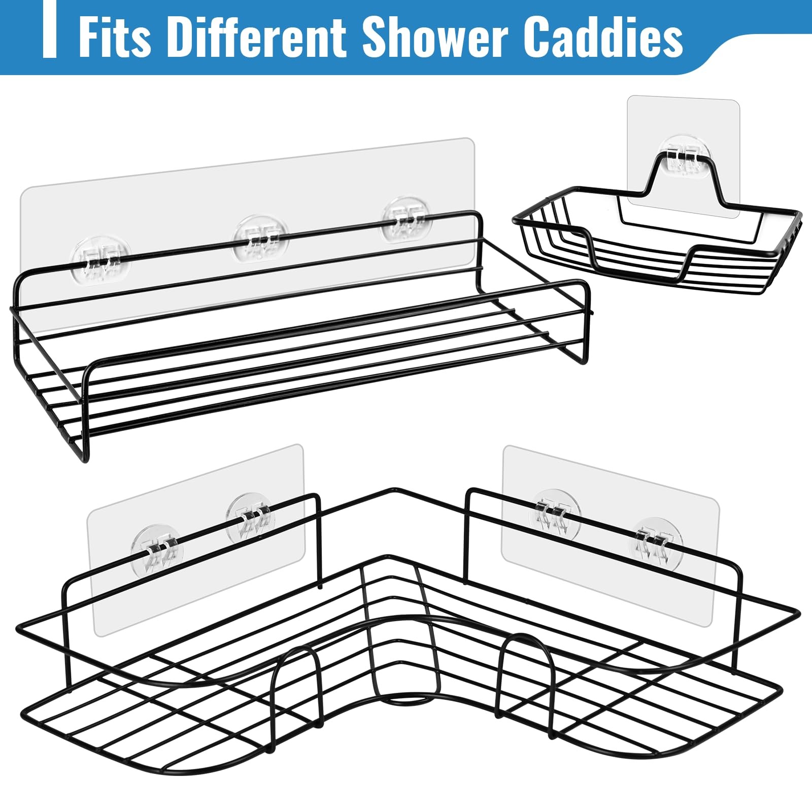 15 Pack Shower Caddy Adhesive Replacement Strong No Drilling Shower Shelf Ad…