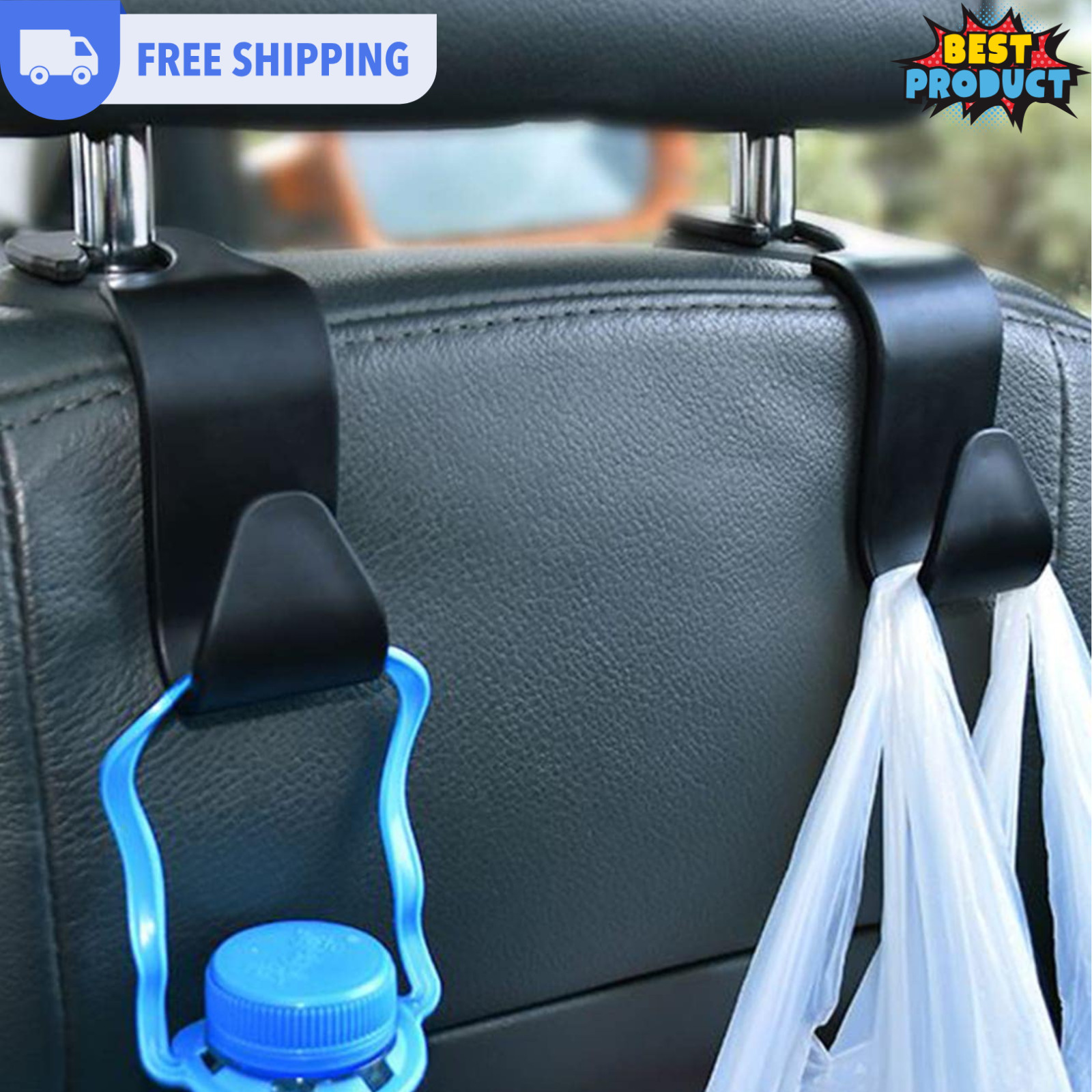 4PCS Car Seat Back Headrest Hooks Hanger Holder Hook for Bag Purse Shopping