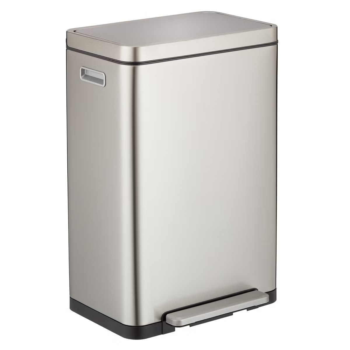 The Container Store 12 gal./45 ltr. Rectangular Step Can Stainless Steel The Con